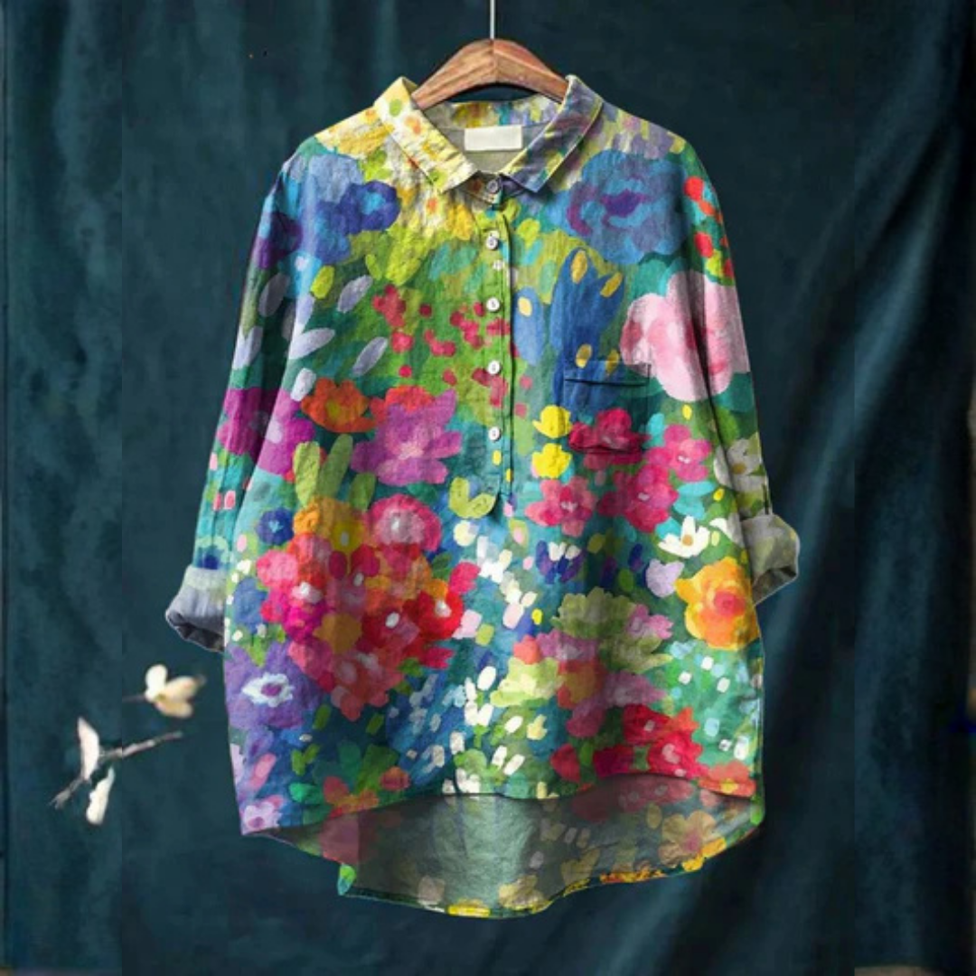 Christine | Women's Vintage Lovely Floral Art Print Casual Shirt