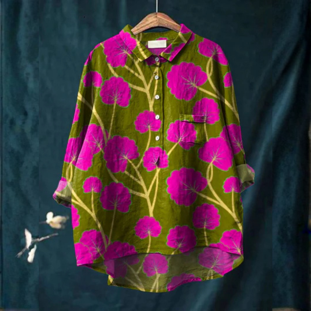 Jessica | Women's Vintage Flower Art Print Casual Shirt