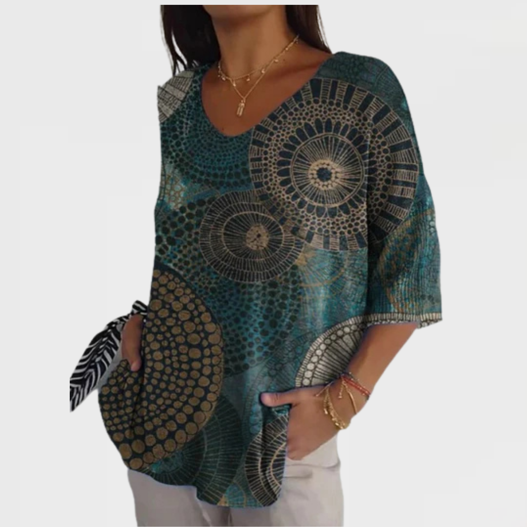 Isabella | Women's Vintage Circle Totem Abstract Geometry Casual Pullover Knit