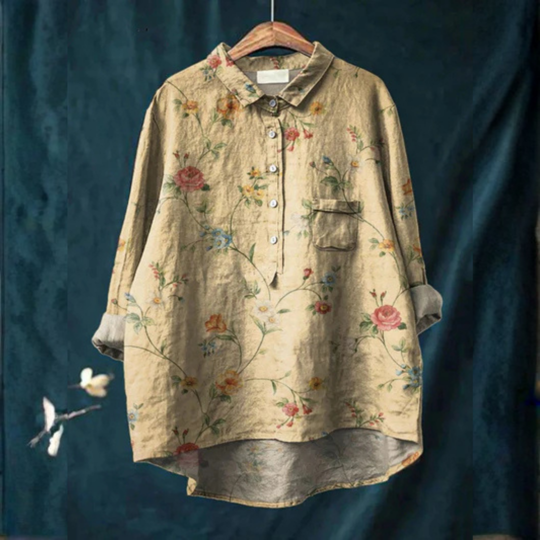 Emily | Women's Vintage Floral Art Print Casual Shirt