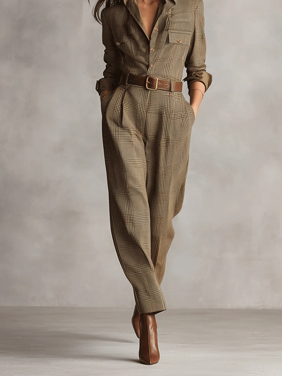 Corenne | Elegant Plaid Jumpsuit
