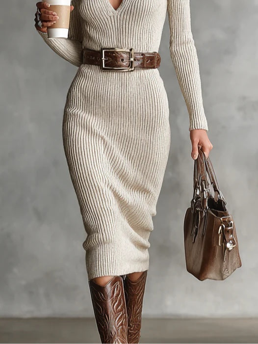 Danielle | Knitted Dress with High Neck