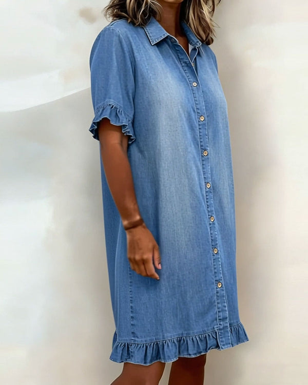 Sadie | Comfortable Denim Dress With Flattering Rubbing