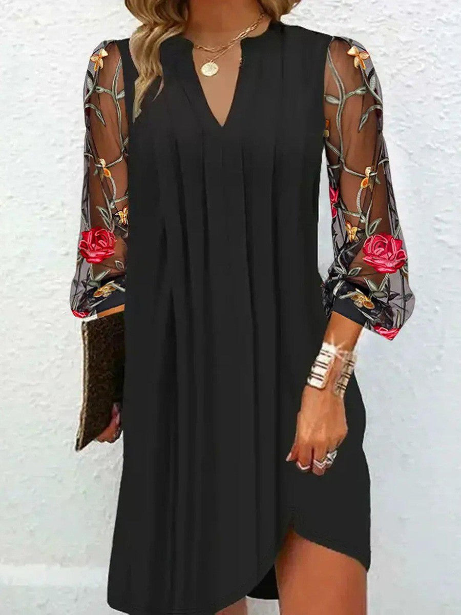 Margaret | Elegant Mini Dress With Sheer Sleeves