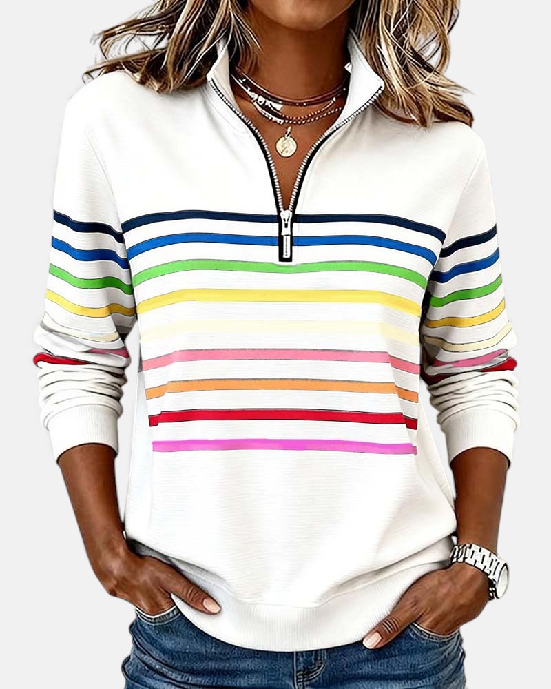 Alicia | STRIPED ZIP HOODIE