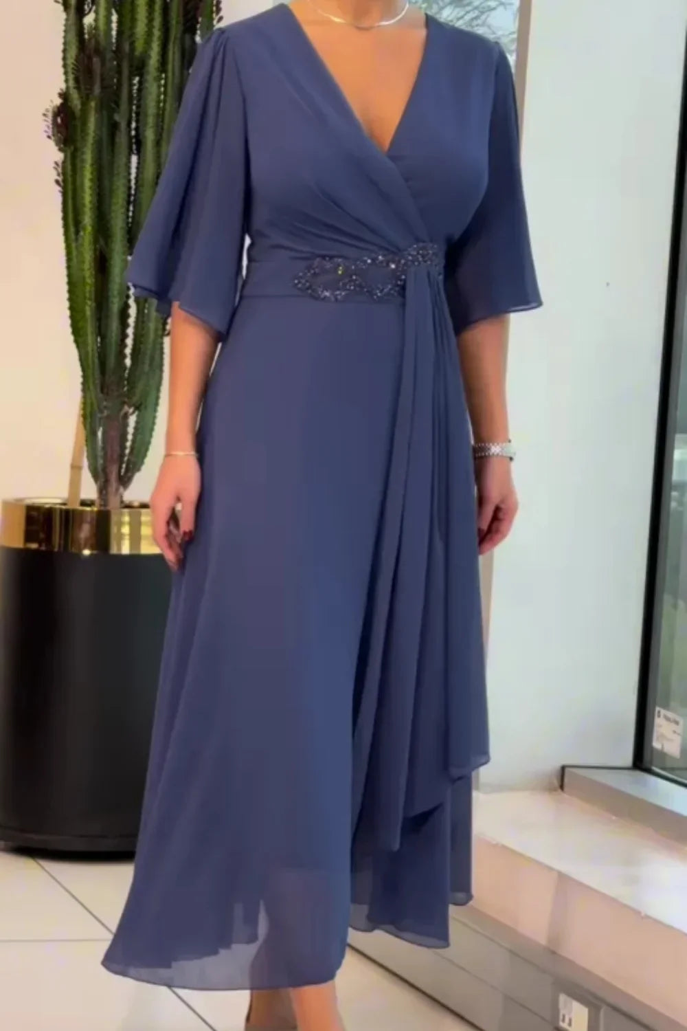 Chloe | Elegant Long Dress in Fabric
