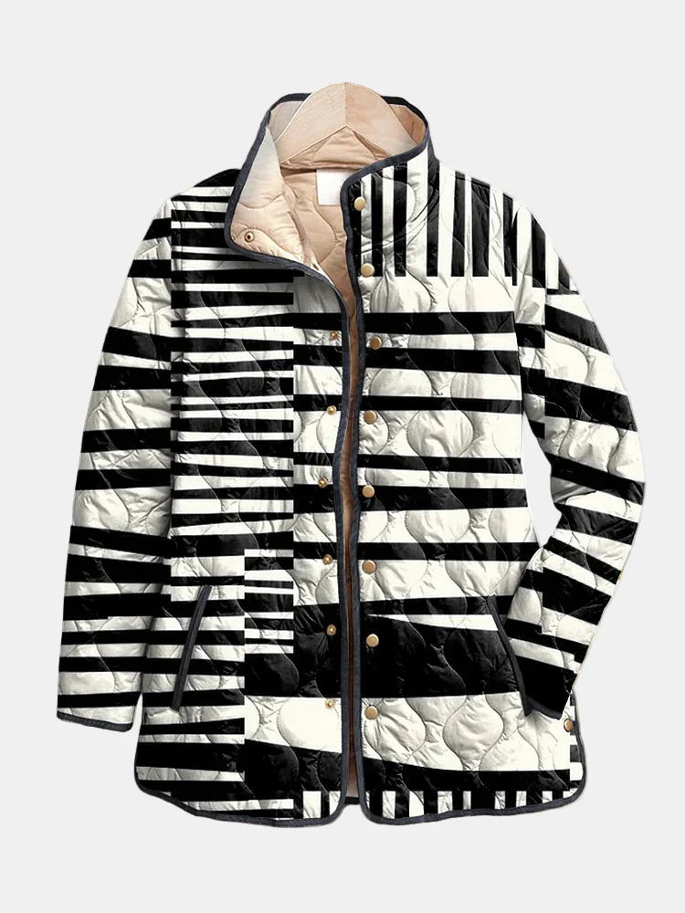 Miren | Black and White Abstract Quilted Jacket
