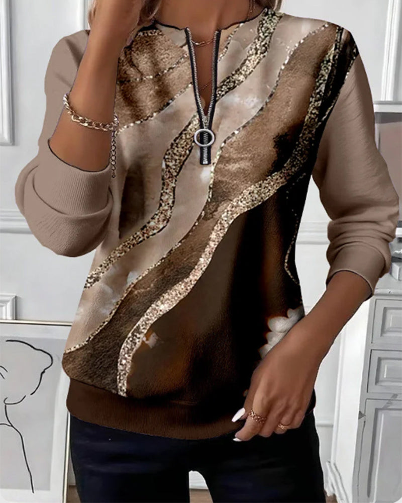 Leah | Half-Zip Sweatshirt with Vintage Print