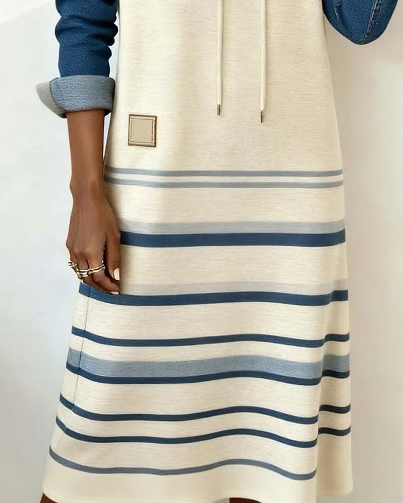 Natalie | Striped Hooded Dress with Color Mixing