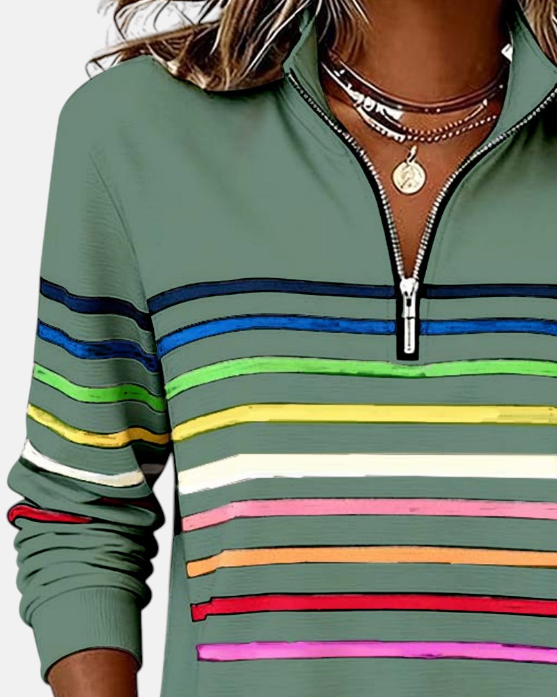 Alicia | STRIPED ZIP HOODIE