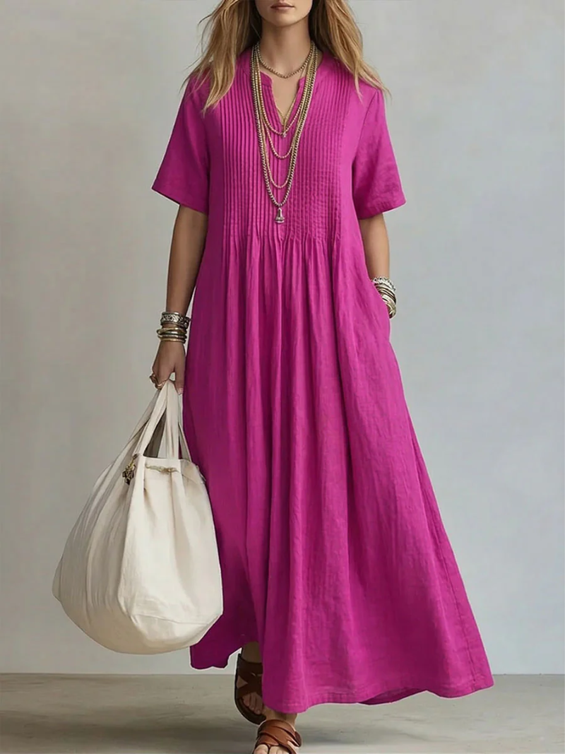 Madison | Elegant Dress with V-Neck and Short Sleeves