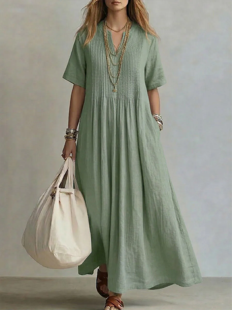 Madison | Elegant Dress with V-Neck and Short Sleeves
