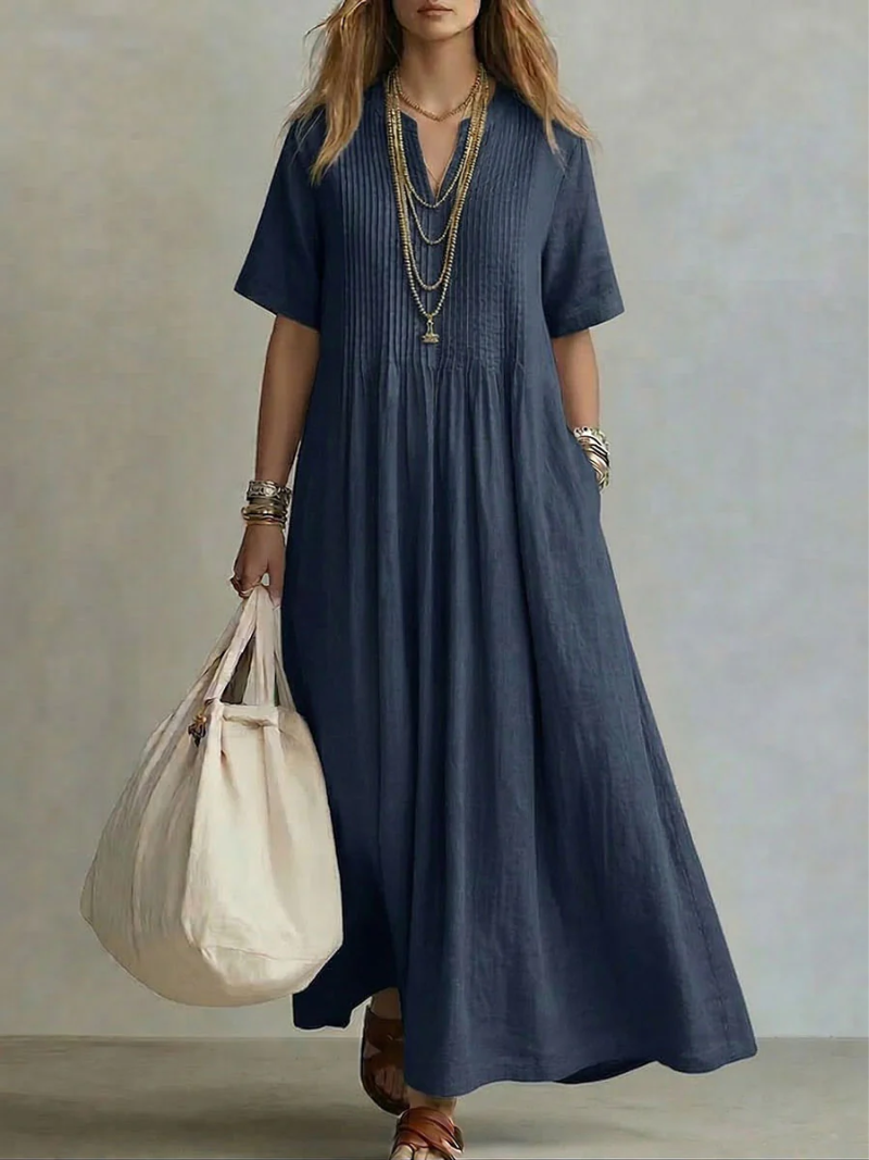 Madison | Elegant Dress with V-Neck and Short Sleeves