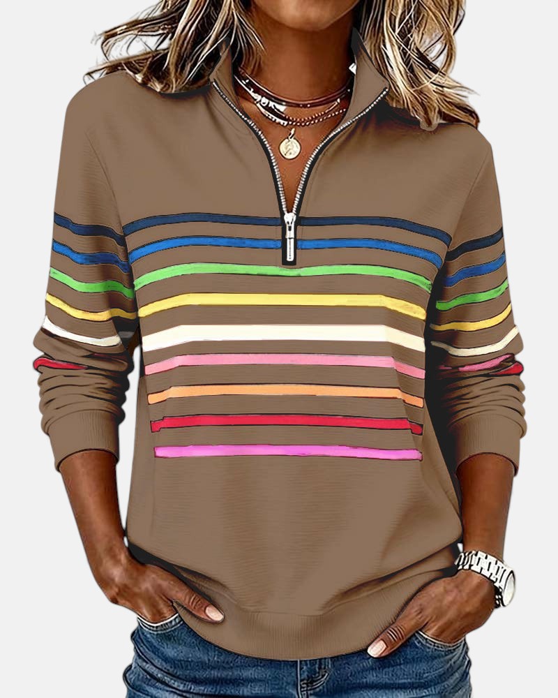 Alicia | STRIPED ZIP HOODIE