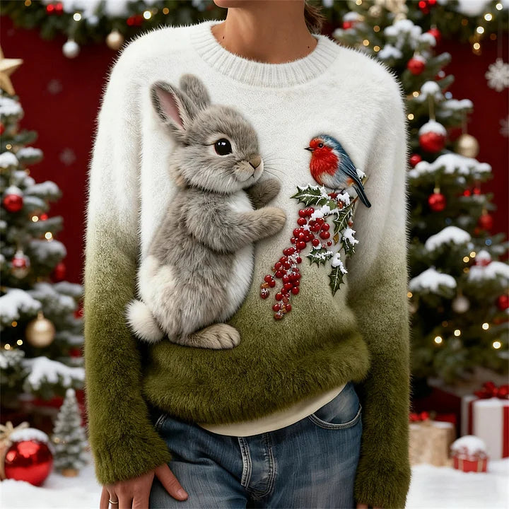 Brooklyn | Plush Sweater With a Christmas Rabbit