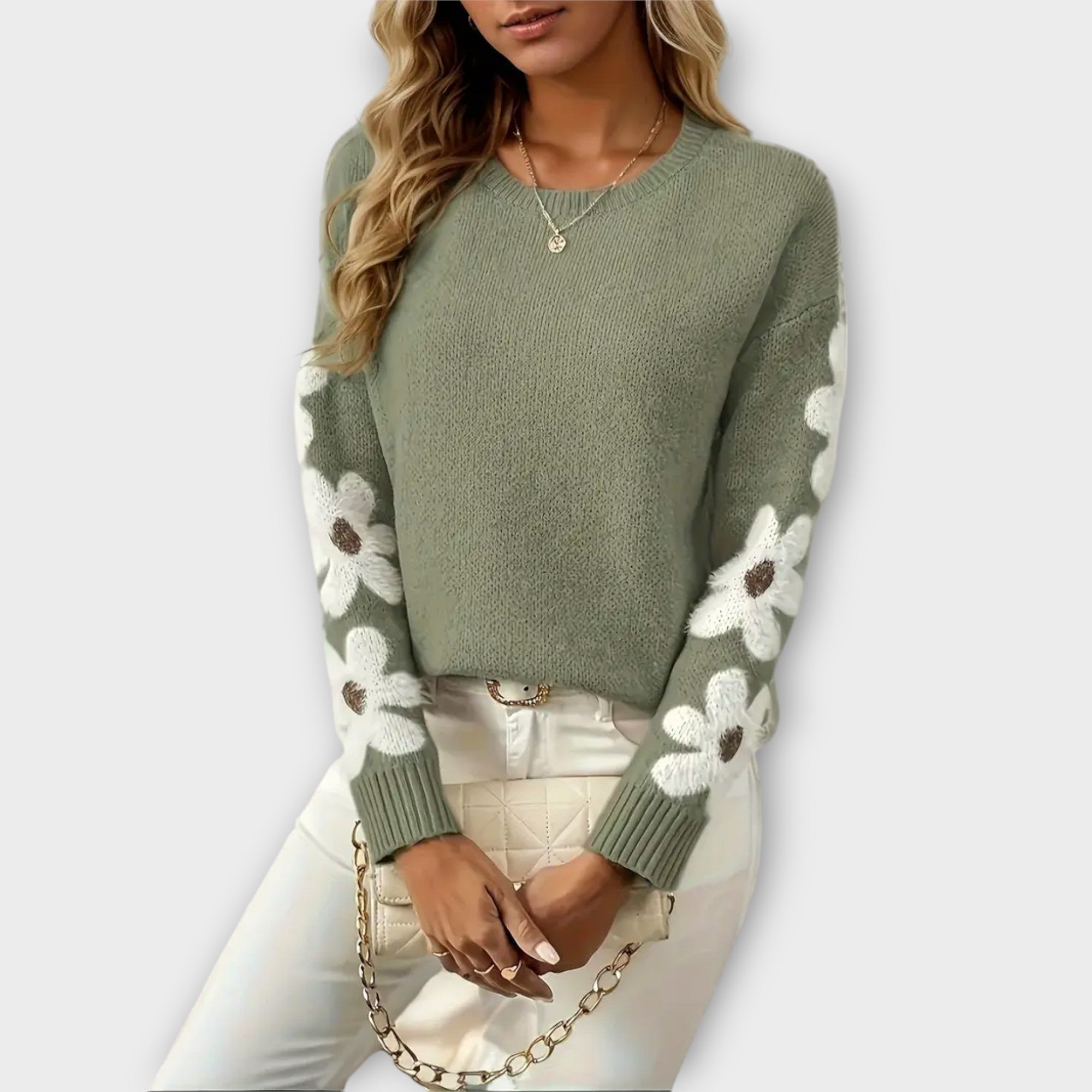 Victoria | Soft Knit Sweater with Floral Design