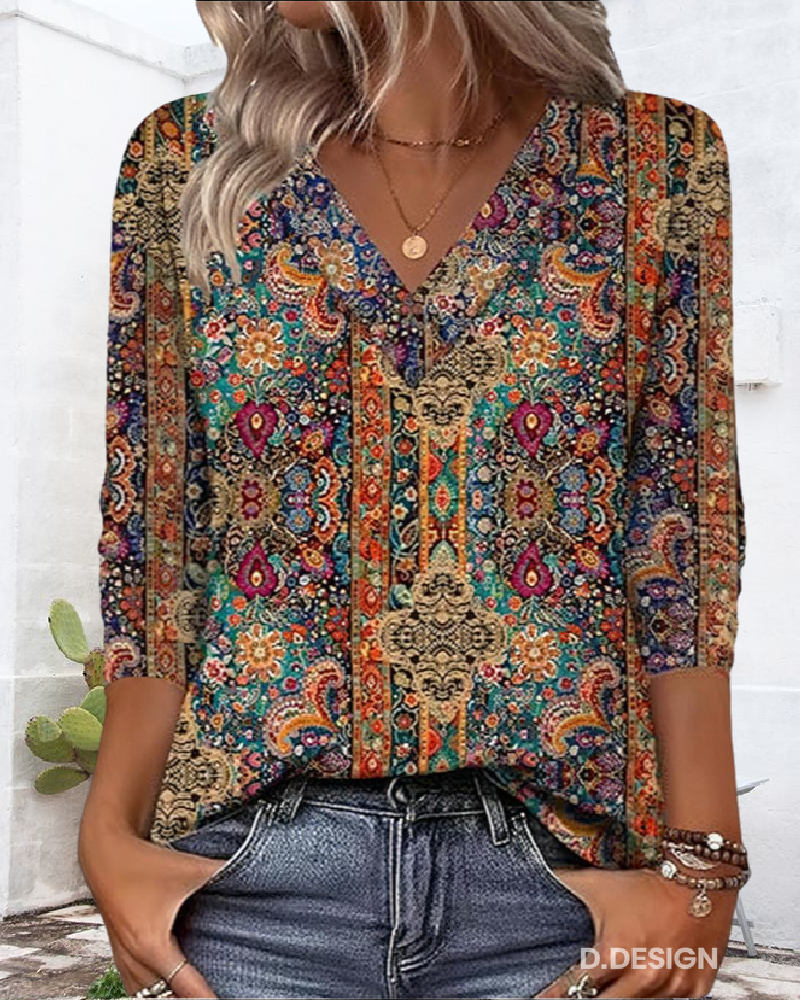 Charlotte | Printed Blouse V-Neck