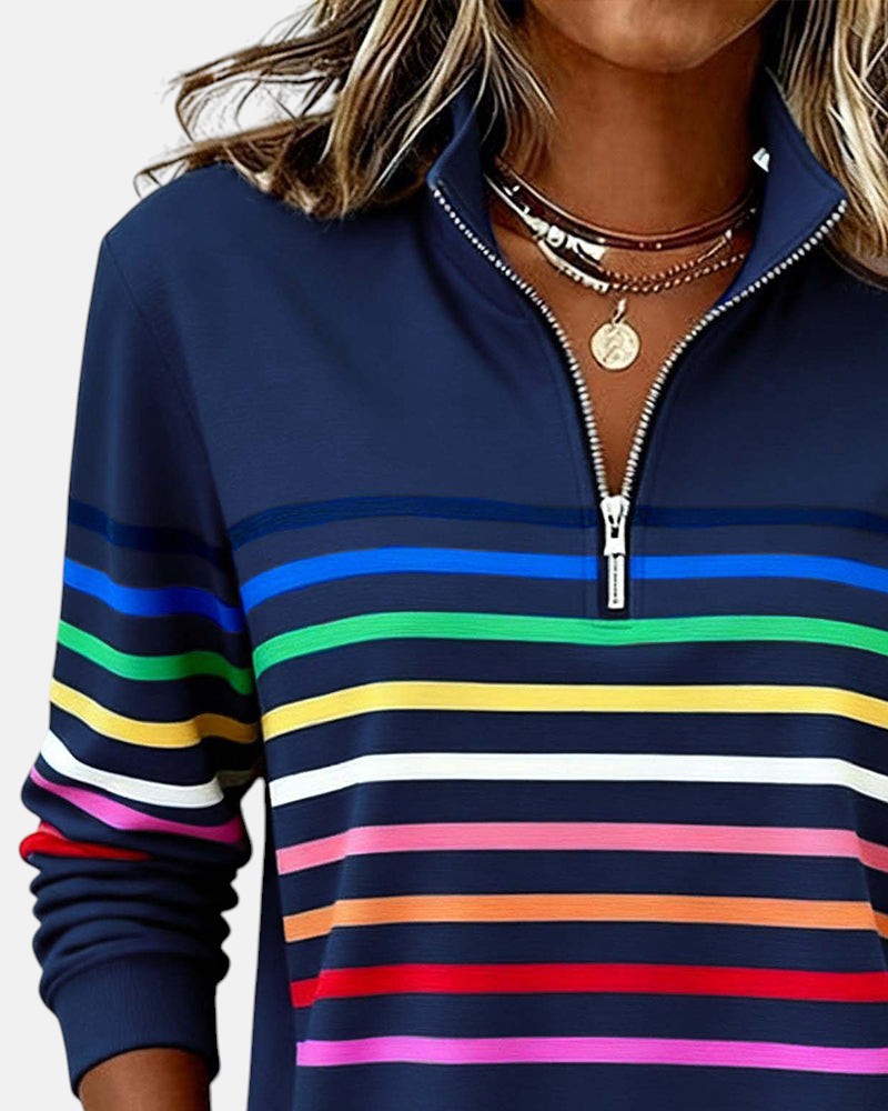 Alicia | STRIPED ZIP HOODIE