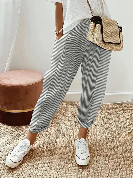 Charlotte | Striped Cotton Pants