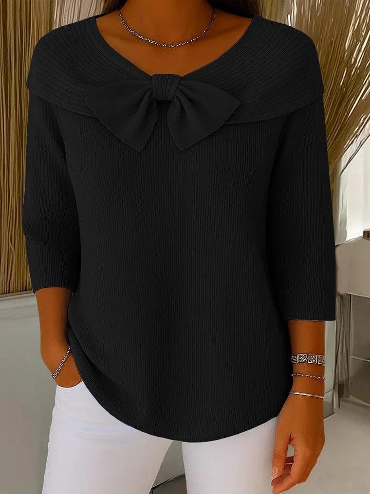 Karen | Women's Sweater with Bow and Round Neckline