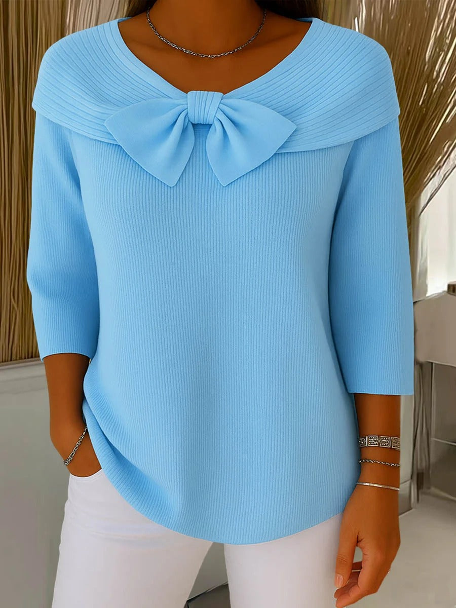 Karen | Women's Sweater with Bow and Round Neckline