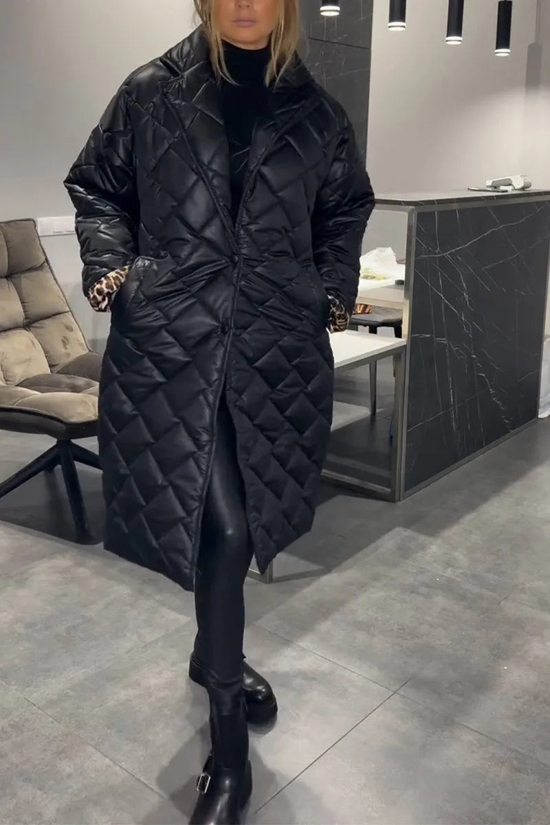 Abigail | Reversible Quilted Coat with Leopard Print Lining