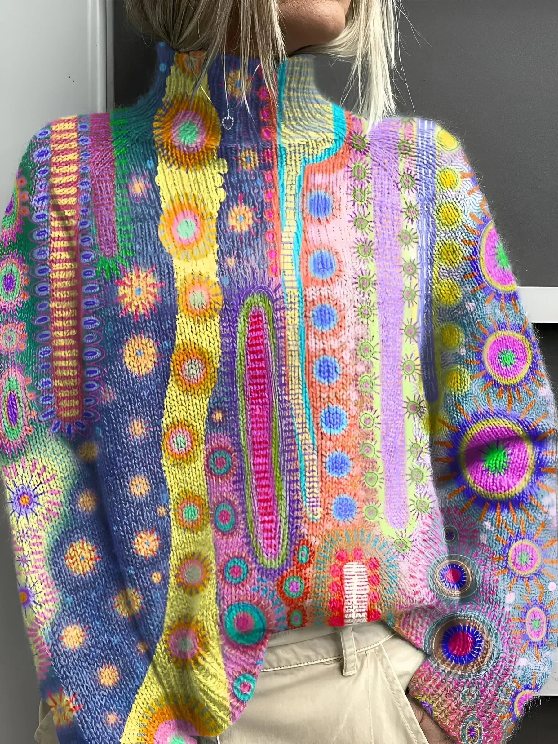 ELENA | Colorful knitted turtleneck sweater