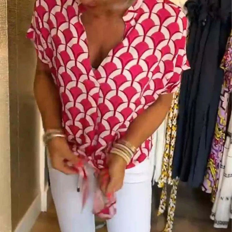Grace | Short Sleeve Blouse with V Neckline