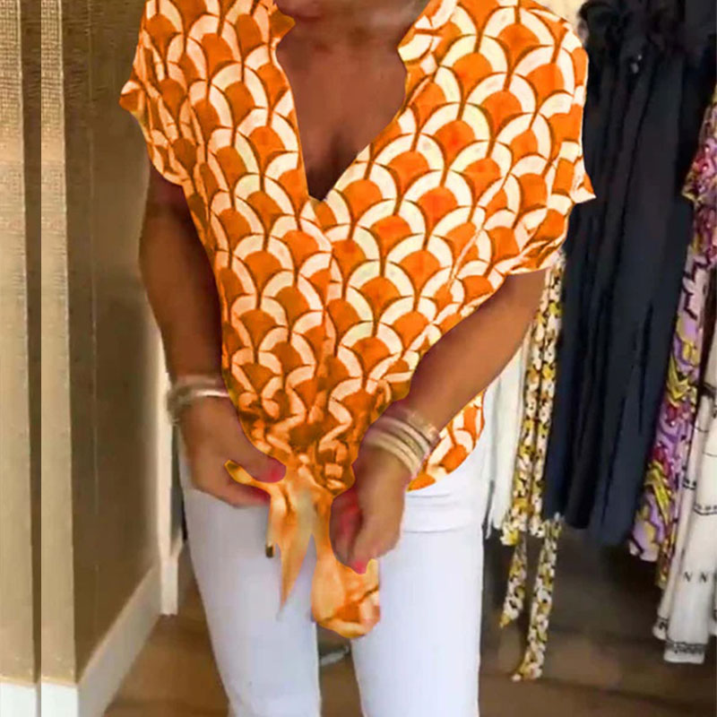 Grace | Short Sleeve Blouse with V Neckline