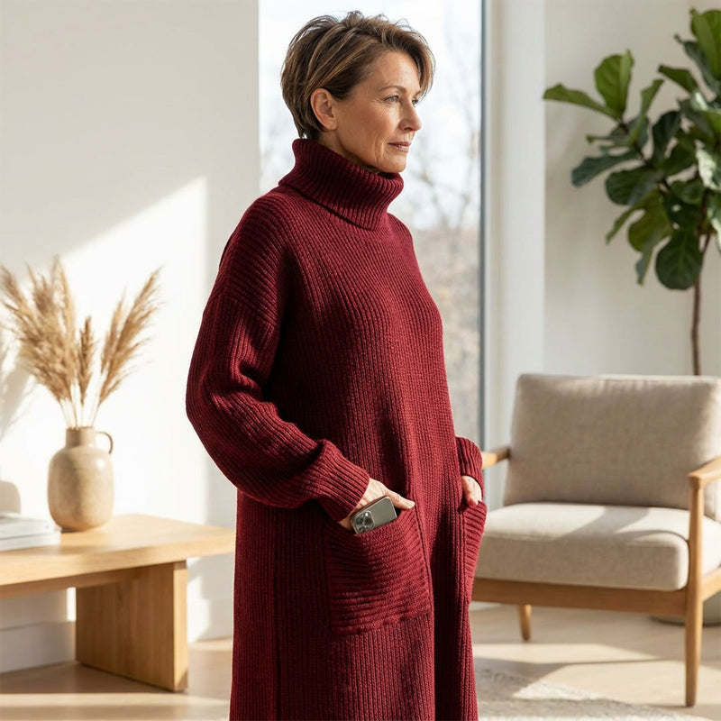 Nyla | Turtleneck Sweater Dress With Pockets